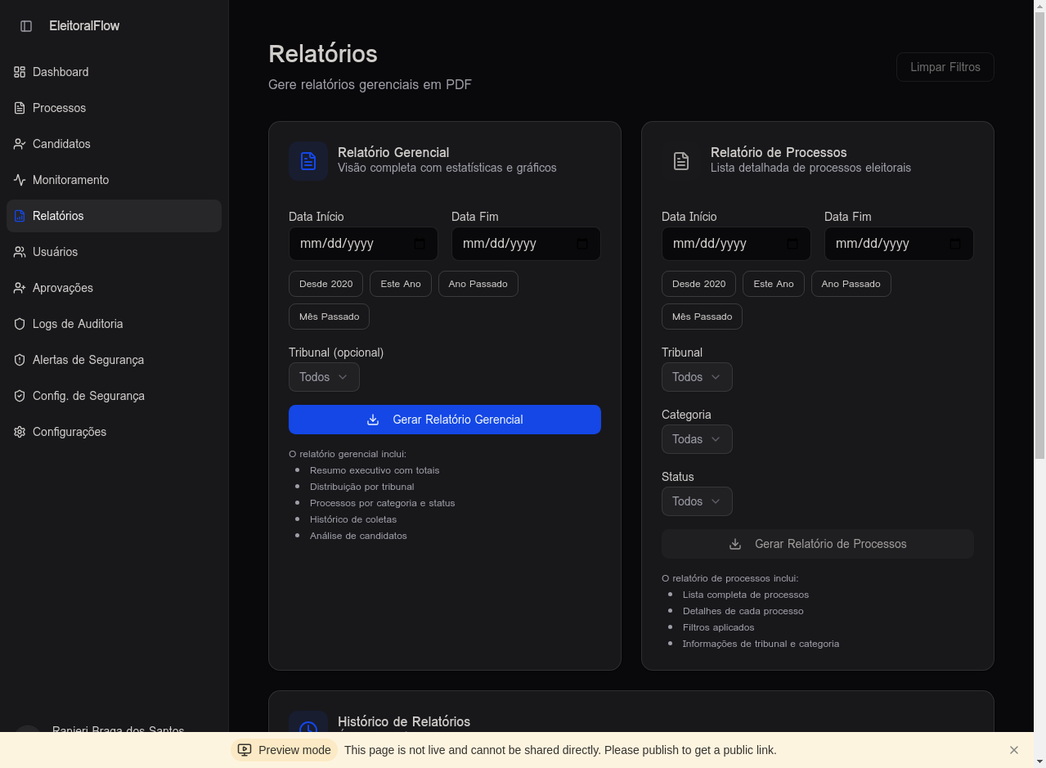 Geração de Relatórios